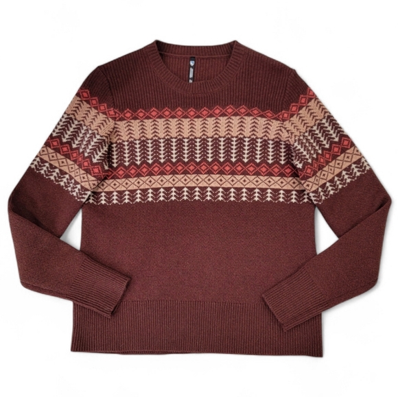 KÜHL Nordik Merino Wool Fair Isle Crewneck Sweater Cinnabar Brown - Women's M - Picture 15 of 15